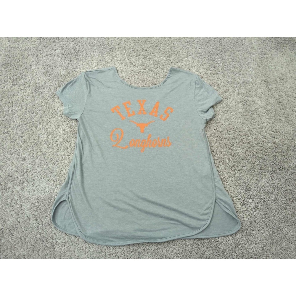 Texas Longhorns T Shirt Womens L Curved High Low Hem NCAA Rivalryโ Threads Gray